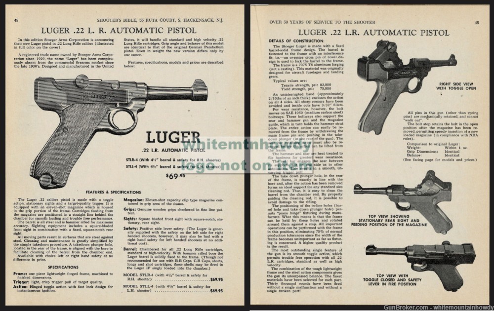 1969 LUGER .22 L.R. Automatic Pistol 2-page AD Spread-img-0