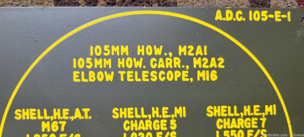 105mm Howitzer range finder chart metal sign/plate new M2A1 M2A2-img-4