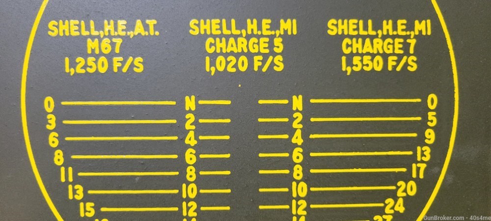 105mm Howitzer range finder chart metal sign/plate new M2A1 M2A2-img-5