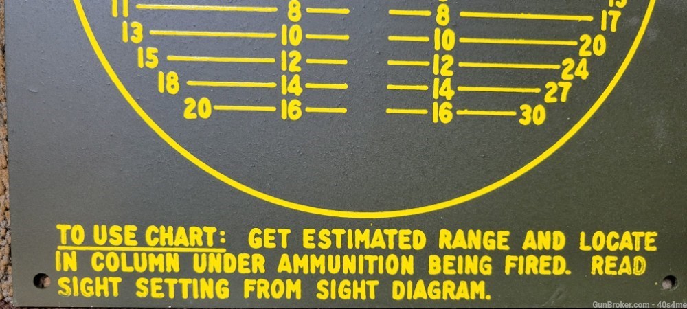 105mm Howitzer range finder chart metal sign/plate new M2A1 M2A2-img-6