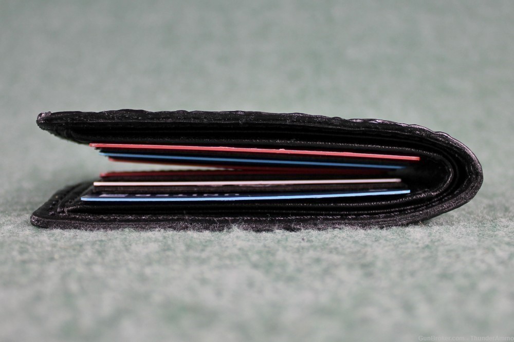 Wicho Leather Creations Shark Skin Leather Bi-Fold Black Wallet 6 Card New-img-1