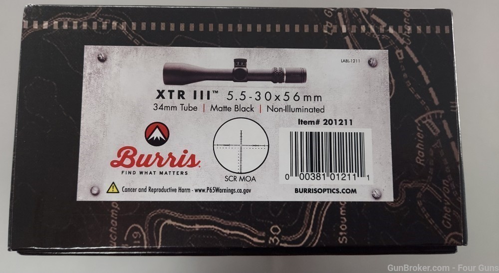 Burris XTR III 5.5-30x56mm Rifle Scope SCR MOA Non-Illuminated 34mm 201211 -img-1