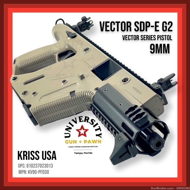 KRISS Vector SPD-E GEN II 9MM 6.5" FDE 811607033656 KV90-PFD30-img-2
