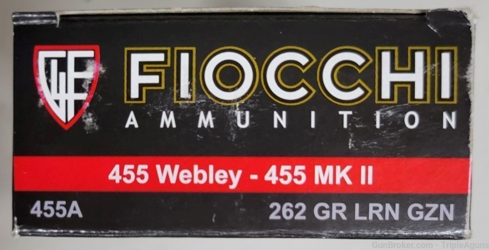 Fiocchi 455 Webley 262gr lead round nose lot of 50rds 455A-img-0