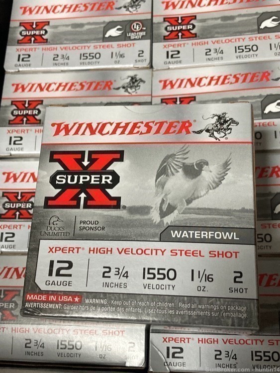 250 rounds of 12ga Winchester Xpert Steel Shot 2.75" 1 & 1/16oz 2 shot-img-0