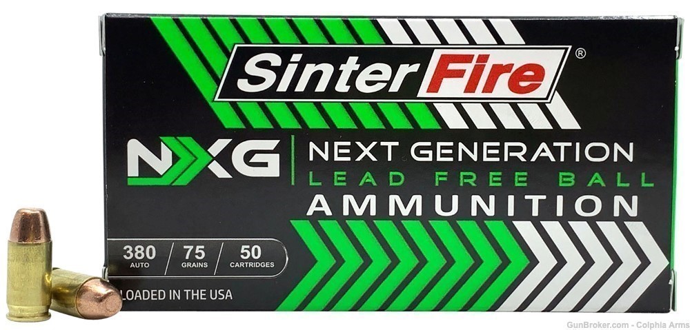SinterFire Next Generation Brass Lead Free 380 ACP 75 Gr 50 Rounds Box-img-0