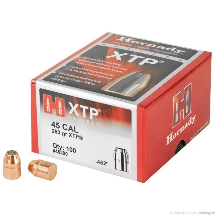 Hornady, XTP, 45 Cal, 500 Count, 250 Grain 45200 NO CC FEES  Projectiles-img-0