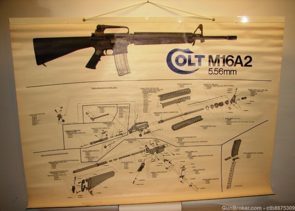 Colt Firearms Large 4' x 3' AR-15 M-16 A2 Wall Poster Chart-img-0