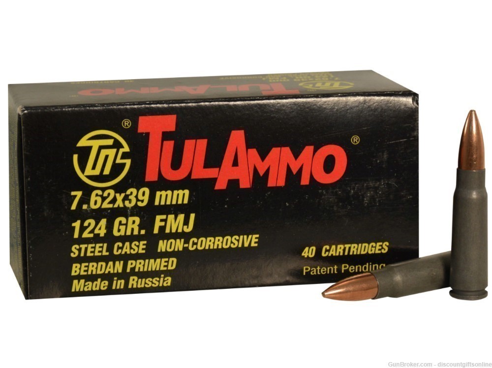 TULA 7.62x39mm Ammunition 120 Rounds 122 Grain FMJ non corrosive-img-0