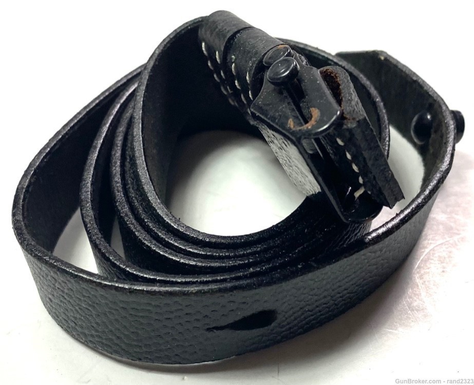 WWII GERMAN MP38 MP40 BLACK LEATHER PEBBLED CARRY SLING-img-2