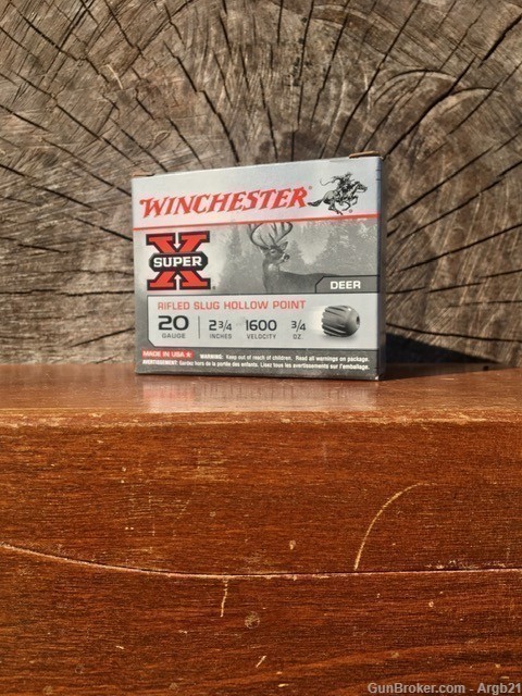 Winchester 20 Gauge Hollow Point Slug 2 3/4 Inches 3/4oz. 5Rnds. No CC Fee-img-0