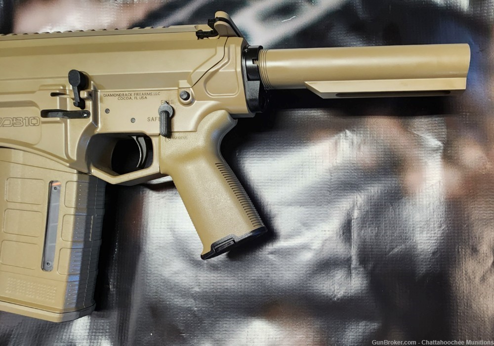 8.6 Blackout 12" AR10 Pistol - Diamondback Black Gold - FDE - Adj GB - SRS-img-2