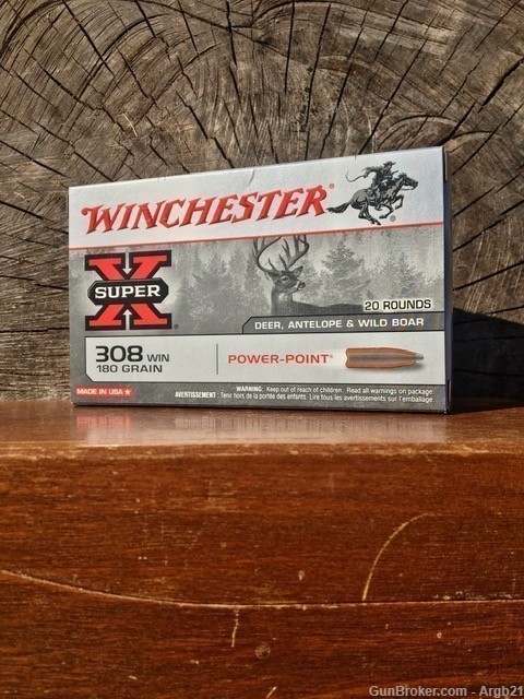 308 WIN 180Gr. Winchester Super X Power Point 20Rnds. No CC Fee -img-0