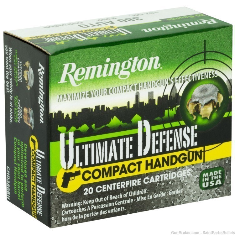 Remington Ultimate Defense Compact .380 Auto 102 gr Bonded JHP - 20 Rounds-img-0