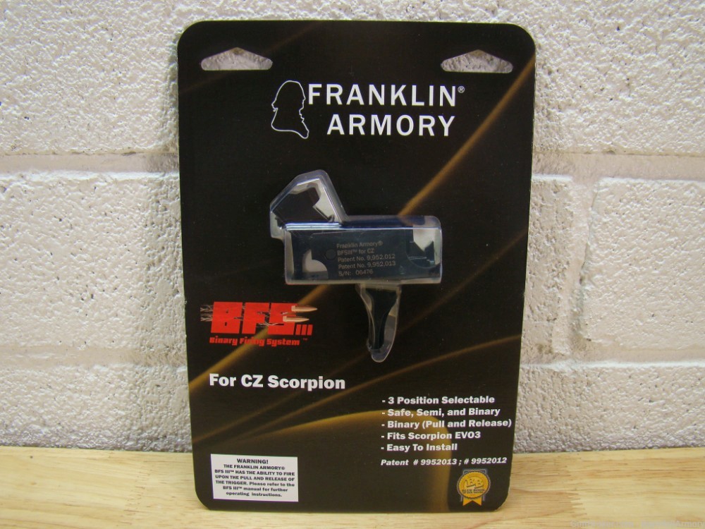 Franklin Armory Binary trigger pack CZ Scorpion BFSIII CZ-S1 9mm FLAT trig-img-1