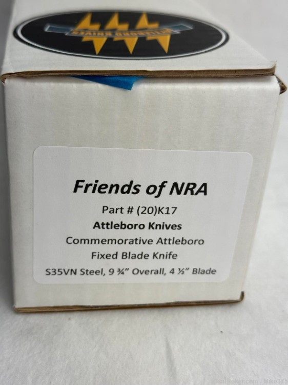The Attleboro "Friends of NRA" Straight Fixed Blade Knife New in Box-img-6
