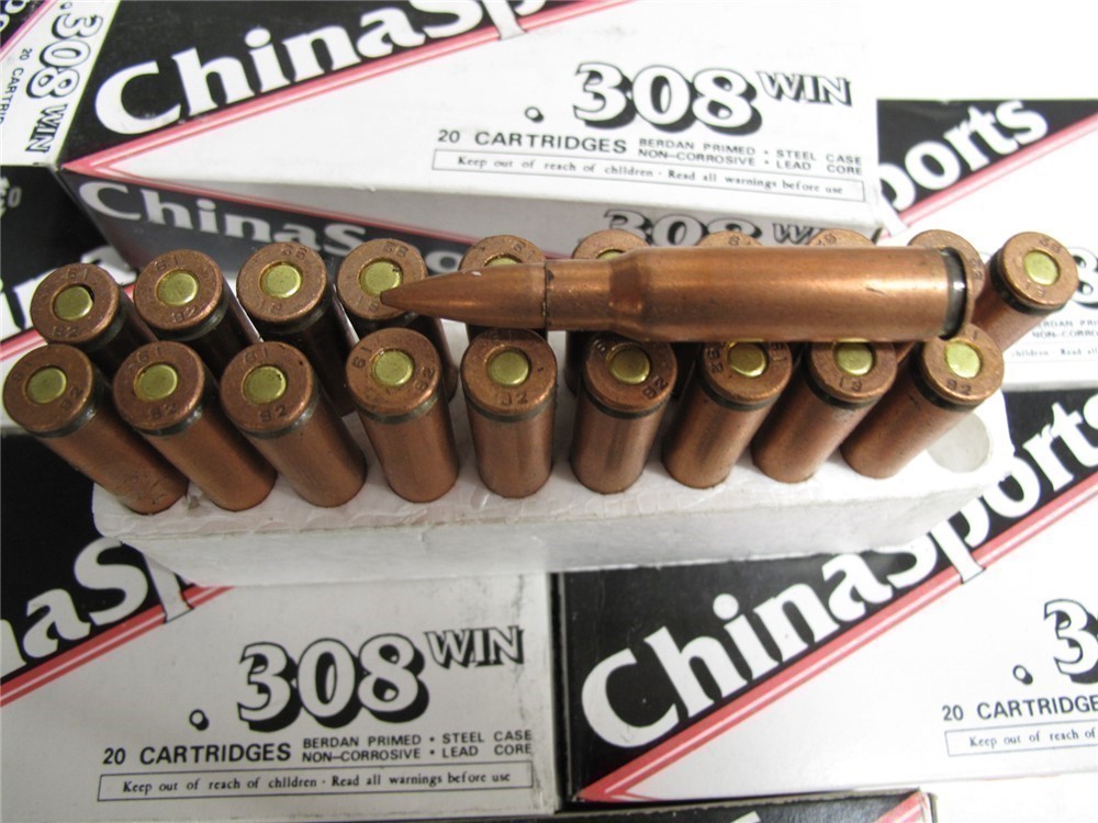 Norinco ChinaSport 308/7.62x51 Nato 147gr FMJ Copper Washed Steel 120rds-img-3