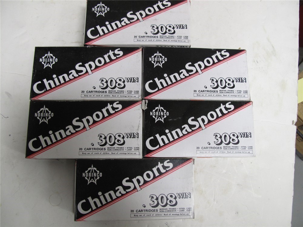 Norinco ChinaSport 308/7.62x51 Nato 147gr FMJ Copper Washed Steel 120rds-img-0