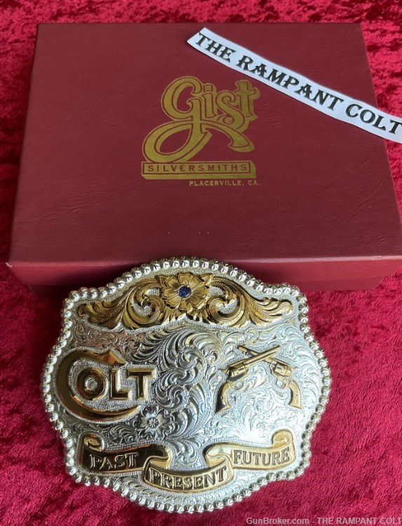 1998 Colt Black Powder Co. Gist Custom Belt Buckle Silver 23K Gold-img-1