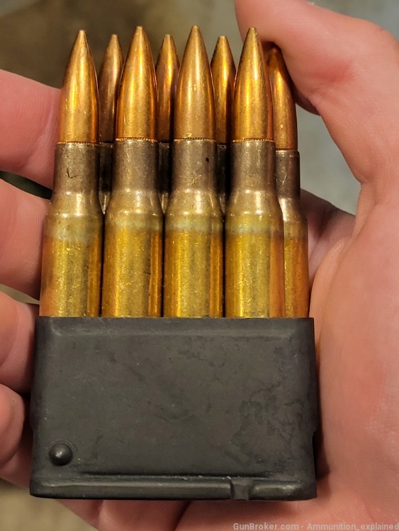 Rare partial can of 30-06 in inblock clips and bandoleers (144 rounds)-img-3