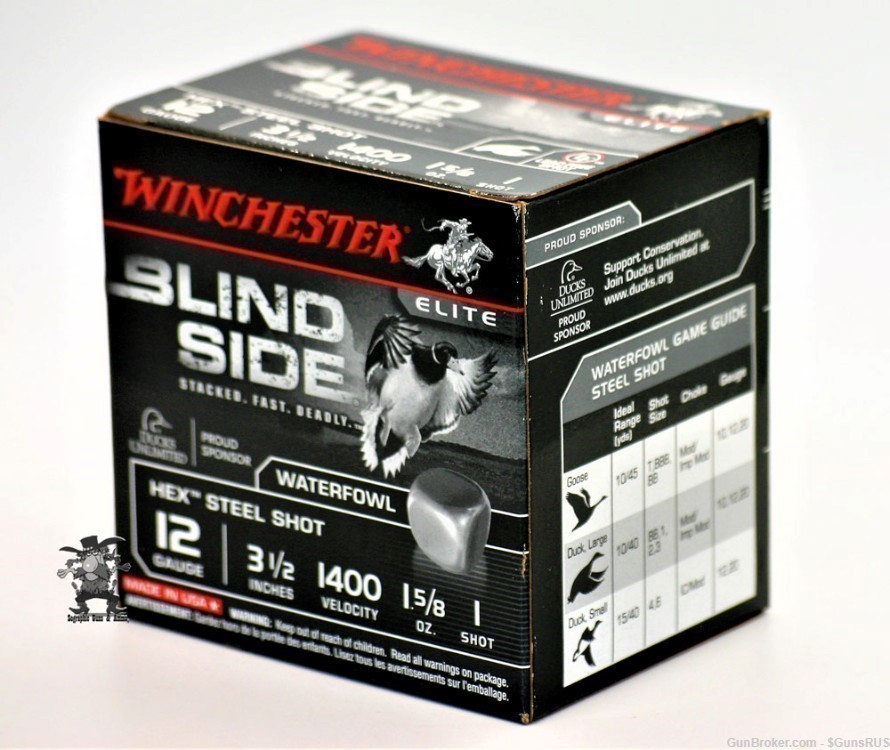3.5" STEEL 12ga WINCHESTER Blind Side 12 GA - 1 5/8oz Load Charge NO.1 25RD-img-2