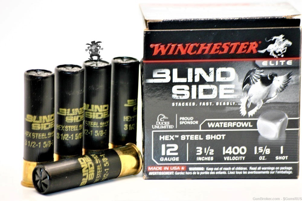3.5" STEEL 12ga WINCHESTER Blind Side 12 GA - 1 5/8oz Load Charge NO.1 25RD-img-0