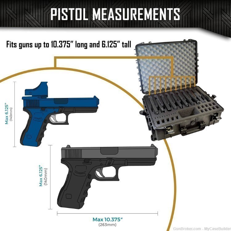 10 Pistol 20 Magazine DORO Wheeled Heavy Duty Case w/ Black Foam-img-6