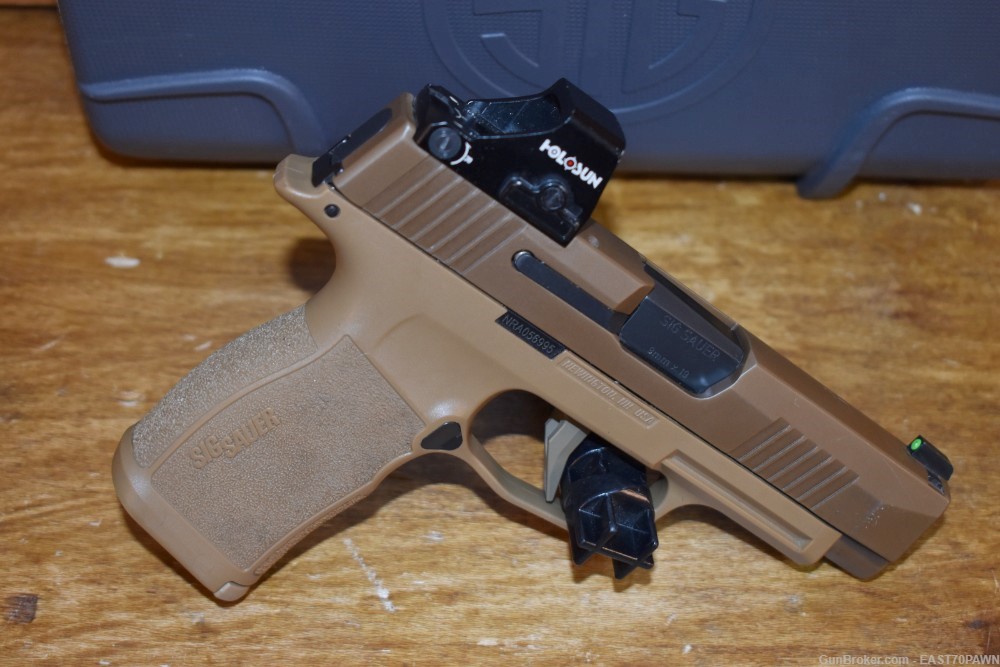 Sig Sauer P365XL 9MM NRA Coyote Tan Pistol With Holosun HS407K X2 Red Dot-img-4