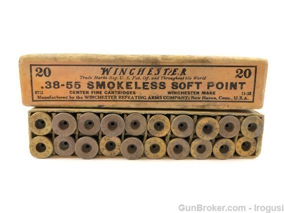 Winchester 38-55 Half Split Box 20 Rounds Brass circa 1915-img-5