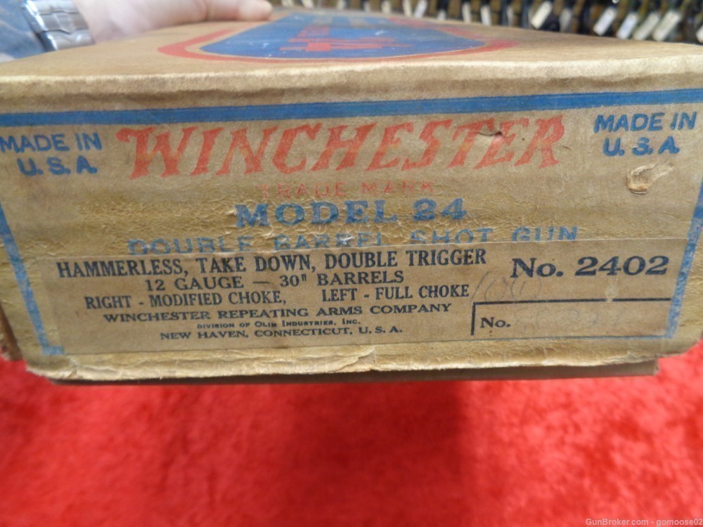 VINTAGE WINCHESTER Model 24 SxS Shotgun Factory Box 12 Hammerless WE TRADE!-img-15