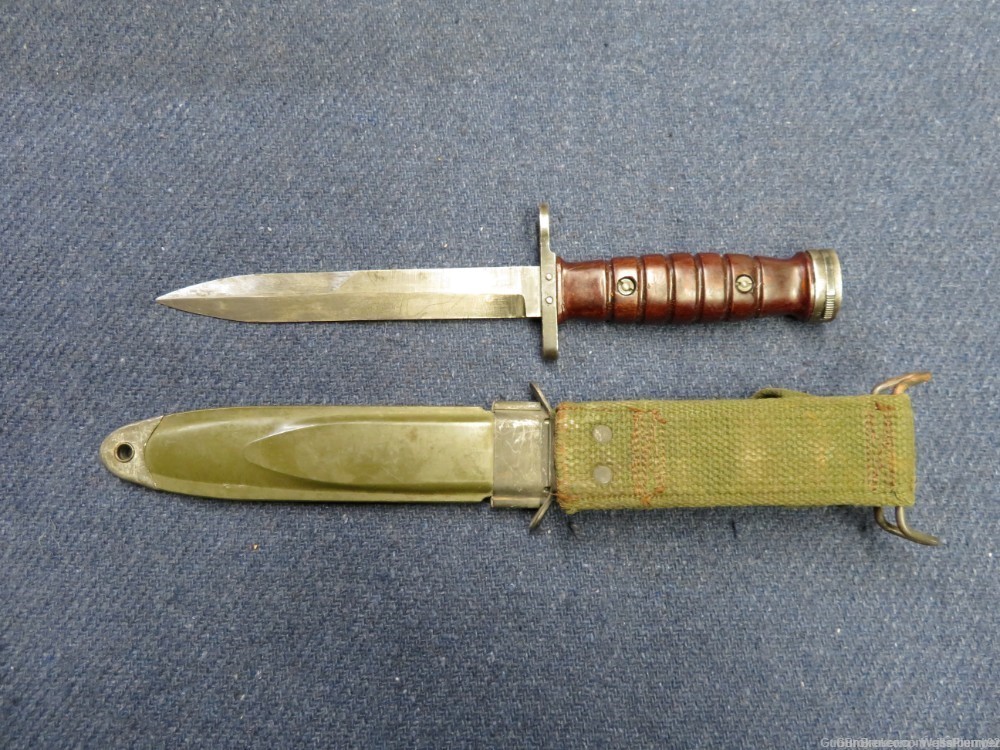 DUTCH M4 BAYONET FOR M1 CARBINE WITH US M8A1 SCABBARD (HORSTER MARKED)-img-2