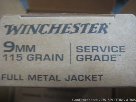 WINCHESTER SERVICE GRADE 9MM 115GR FMJ Full Case 500 rounds (10 BOXES) 9mm -img-2