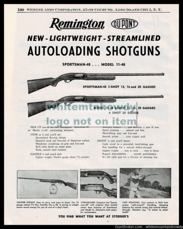 1954 REMINGTON Sportsman '48 and Model 11 '48 Shotgun Vintage Print AD-img-0