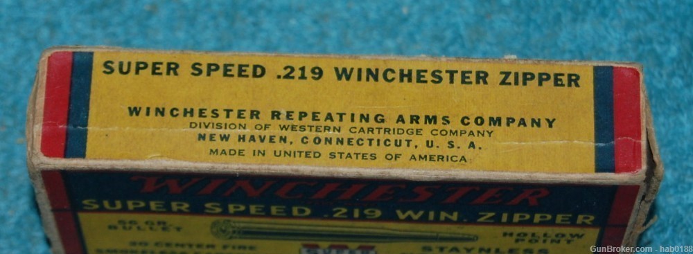 Vintage Partial Box Winchester Super Speed 219 Zipper Hollow Point 19 Rds-img-2