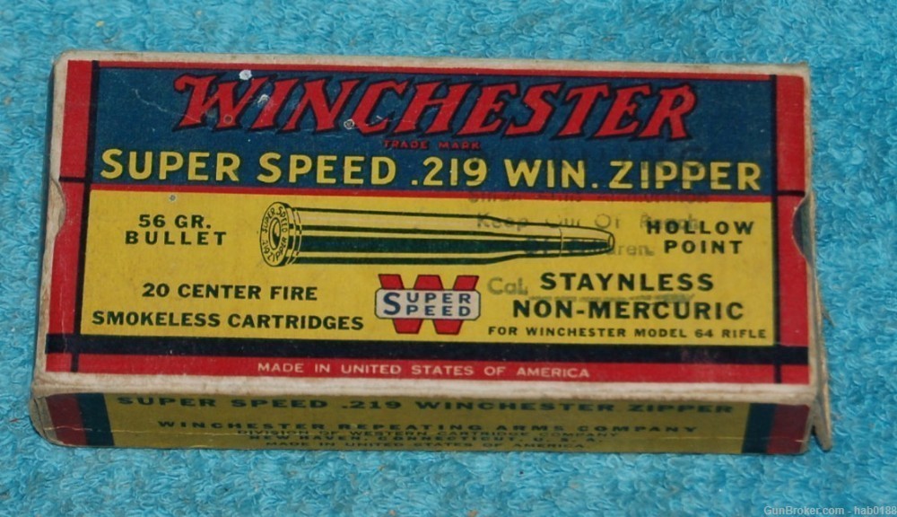 Vintage Partial Box Winchester Super Speed 219 Zipper Hollow Point 19 Rds-img-0