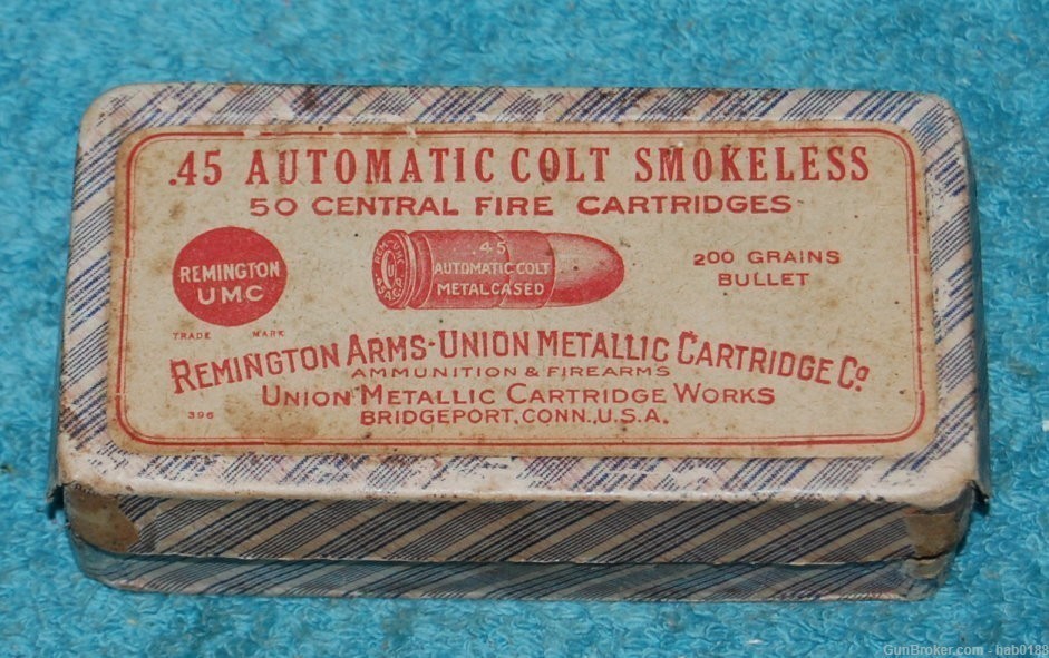 Rare Vintage Full 2 Piece Box of Remington UMC 45 Automatic Colt Smokeless-img-0