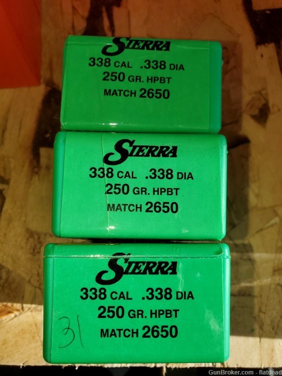 Sierra .338 Caliber 250 Grain BTHP Match 131 Bullets -img-0