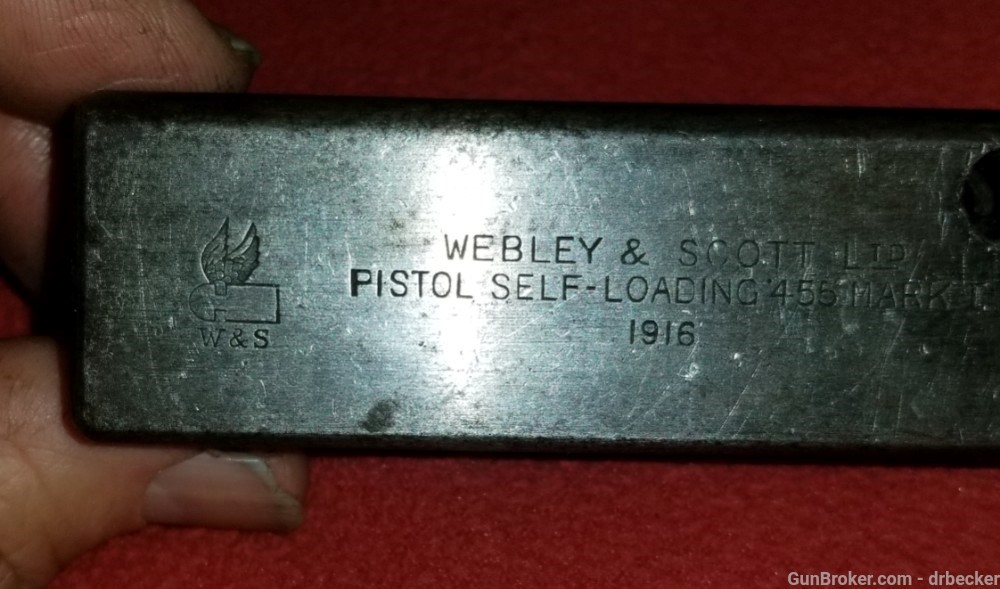 Webley MK 1 455 self loader slide original parts 1916 date-img-7