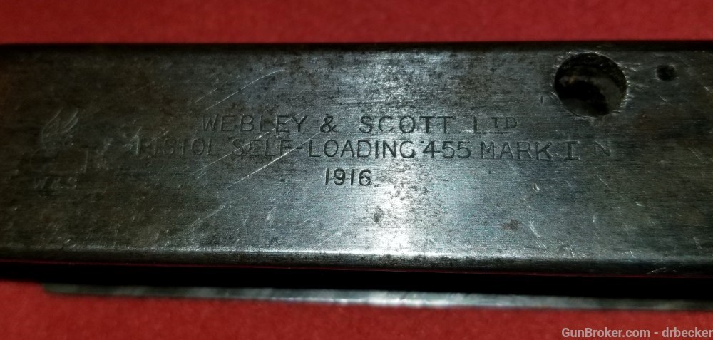 Webley MK 1 455 self loader slide original parts 1916 date-img-3