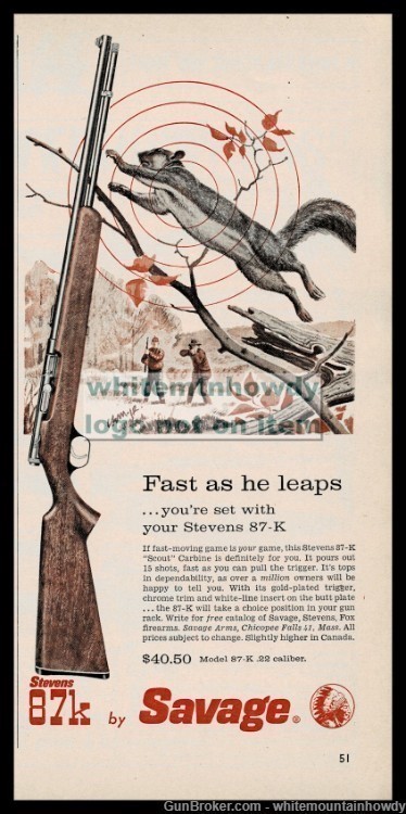 1960 SAVAGE 87-K (87K) Scout Carbine PRINT AD shown w/ original price-img-0