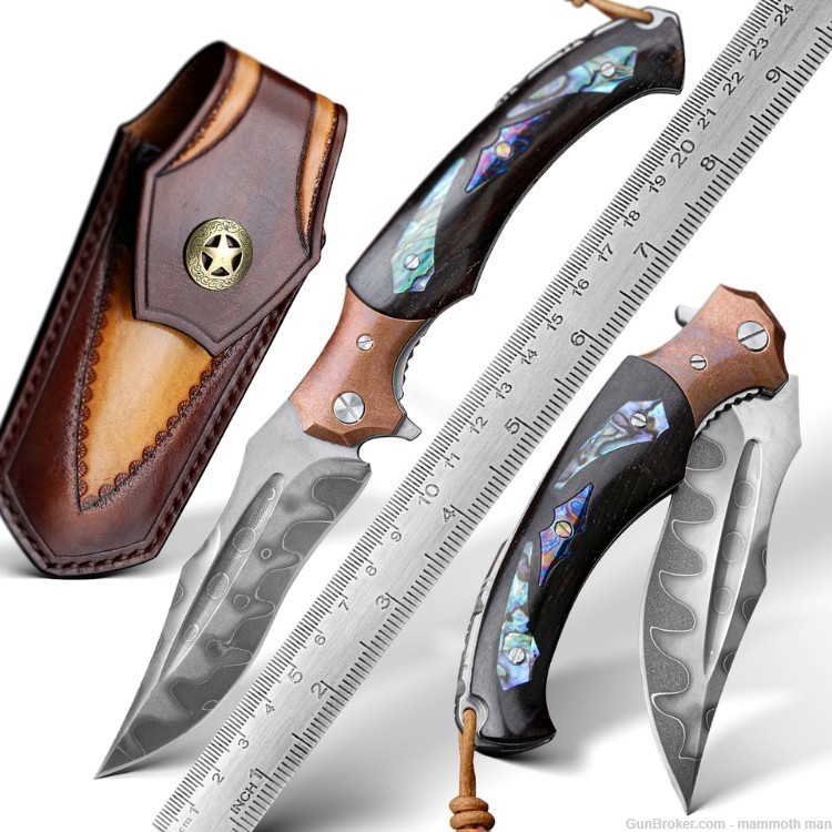 Handmade SKD11 Damascus Steel Folding Knife-img-0