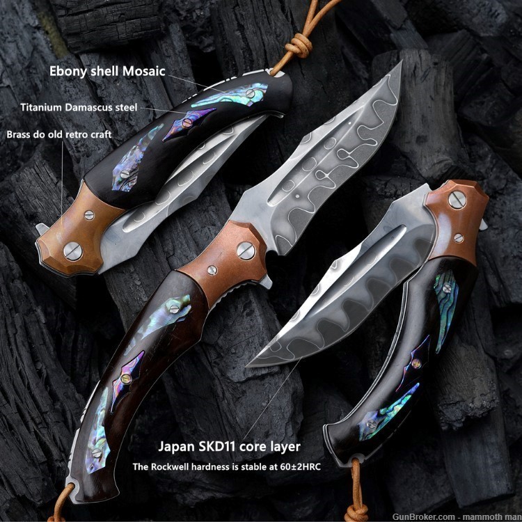 Handmade SKD11 Damascus Steel Folding Knife-img-1
