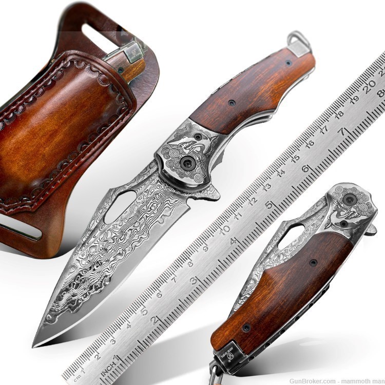 Handmade VG10 Damascus Steel Folding Knife-img-0
