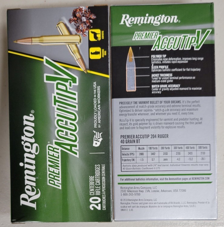 Remington Premier Accutip V 204 Ruger 40gr bt lot of 40rds 29220-img-2