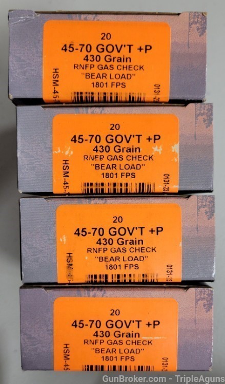 HSM 45-70 Government 430gr hard-cast lead bear load gas-checked lot of 80rd-img-0