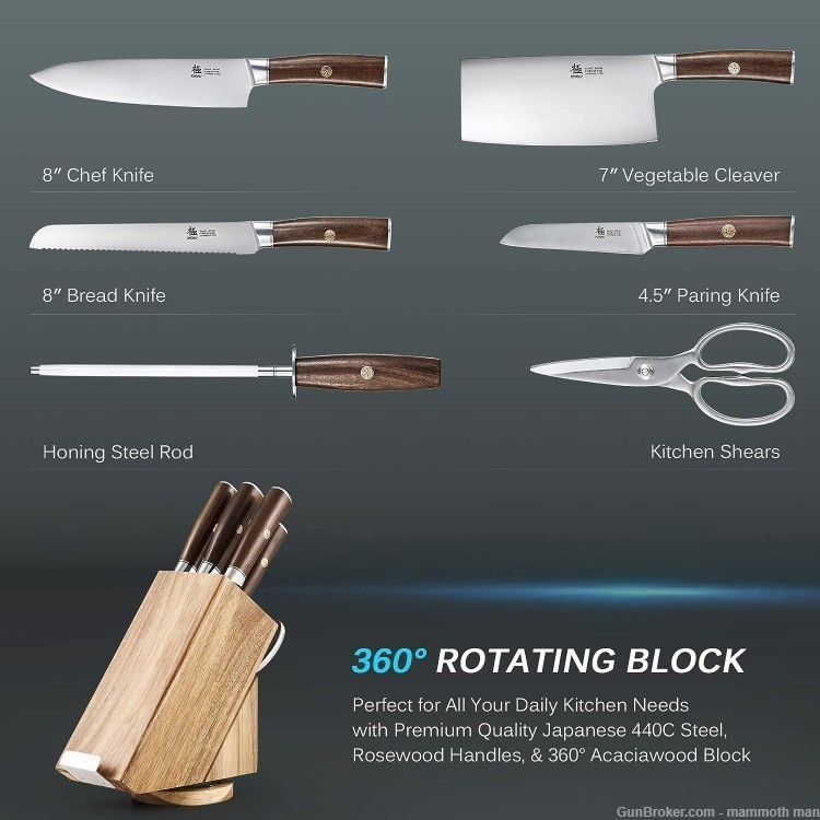 6pc kitchen knife set Rosewood handles-img-1