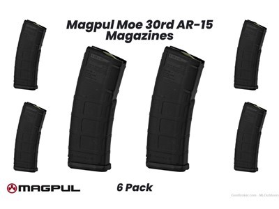 Magpul PMAG AR15 AR/M4 - M2 MOE 223 - 556NATO 30 RD Magazine 6 Pack