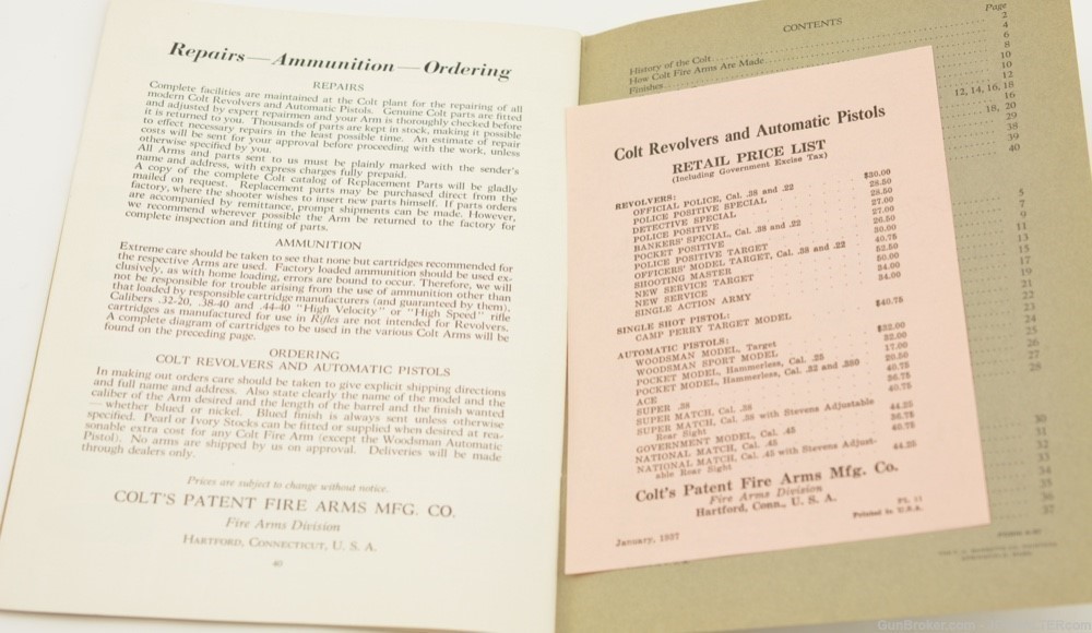 1937 Colt Firearms Arm of Law and Order Gun Catalog with Price List-img-5