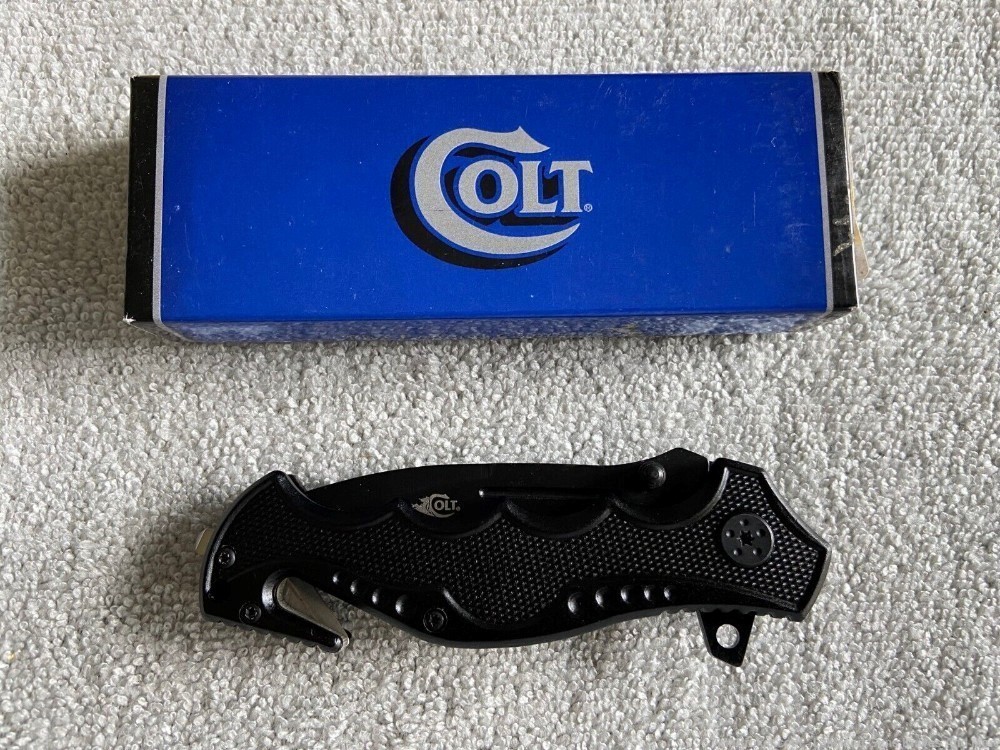 CT583 COLT Tactical Black Emergency Rescue Glass Breaker Belt Cutter Knife!-img-0