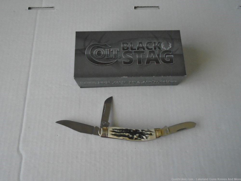 NIB New In Box COLT CT248 3 Blade Stag Handle Sowbelly Knife!-img-5
